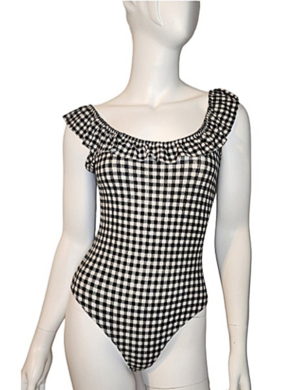 Women's Forever 21 plaid black and white bodysuit Size S
